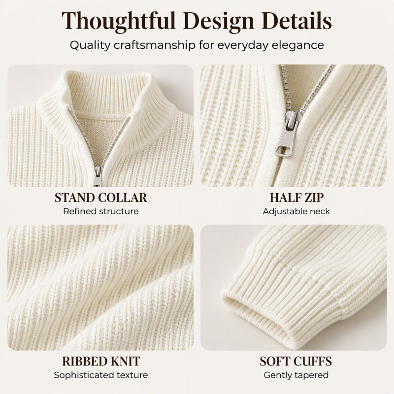 Women's Stand Collar Half-Zip Knit Sweater