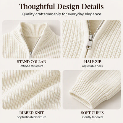 Women's Stand Collar Half-Zip Knit Sweater