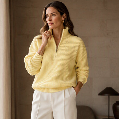 Women's Stand Collar Half-Zip Knit Sweater