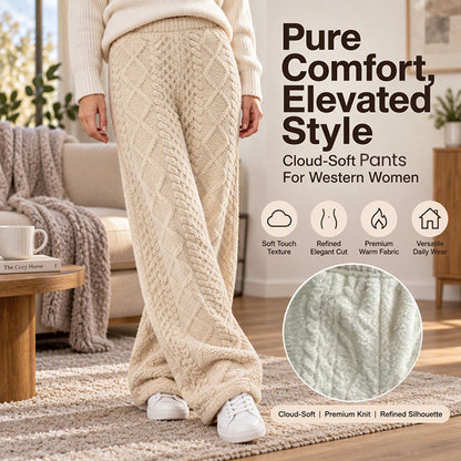 Women's Plush Textured Wide-Leg Lounge Pants