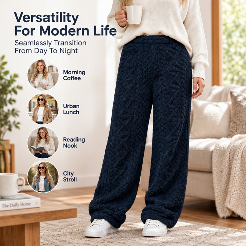 Women's Plush Textured Wide-Leg Lounge Pants