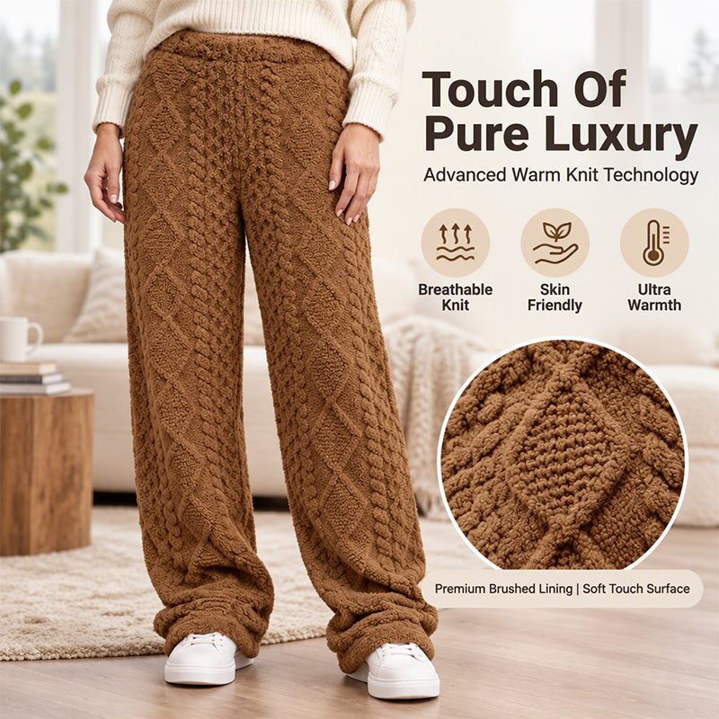 Women's Plush Textured Wide-Leg Lounge Pants
