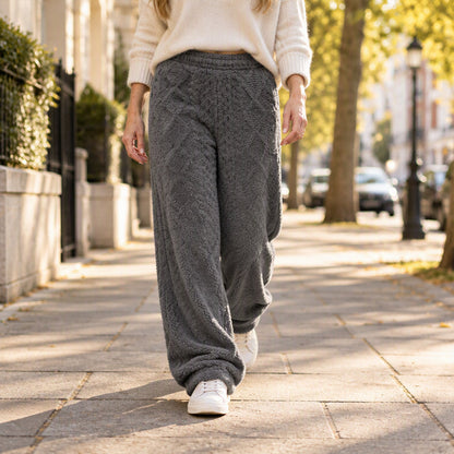 Women's Plush Textured Wide-Leg Lounge Pants