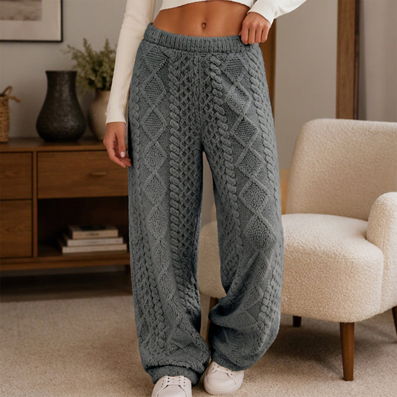 Women's Plush Textured Wide-Leg Lounge Pants