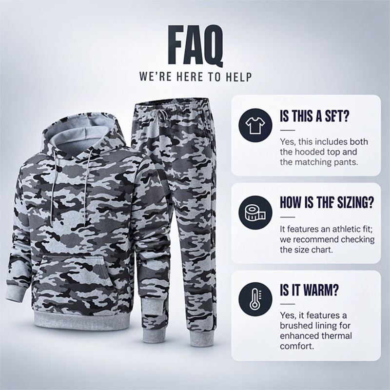Men's Plush-Lined Camouflage Hoodie & Pants Set