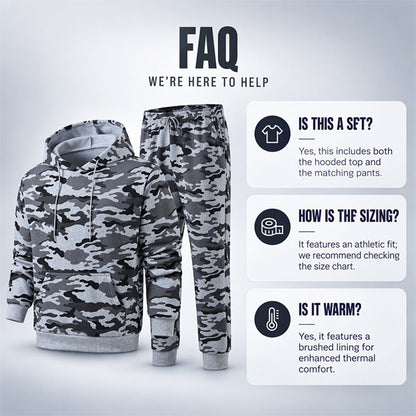 Men's Plush-Lined Camouflage Hoodie & Pants Set