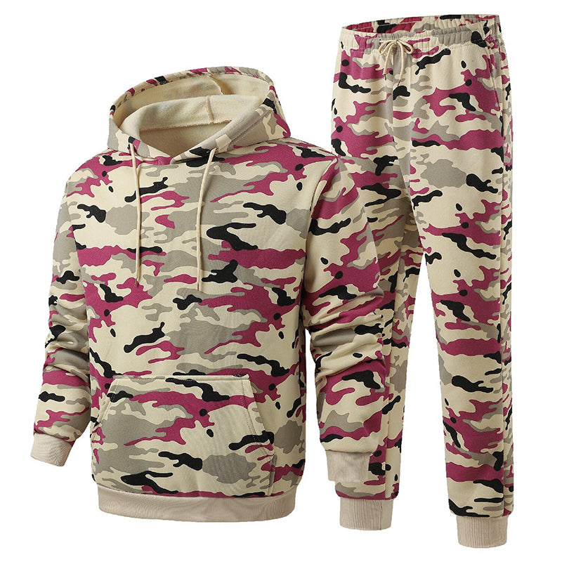 Men's Plush-Lined Camouflage Hoodie & Pants Set