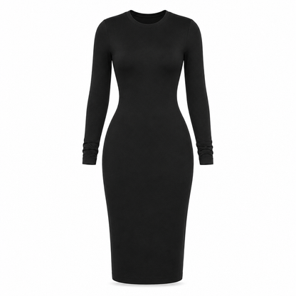 Elegant Long Sleeve Crew Neck Bodycon Dress