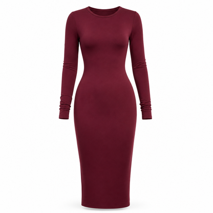 Elegant Long Sleeve Crew Neck Bodycon Dress
