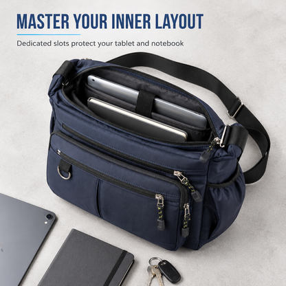 💼 Men's Large Capacity Crossbody Bag Durable Multi Pocket Business Casual Shoulder Bag