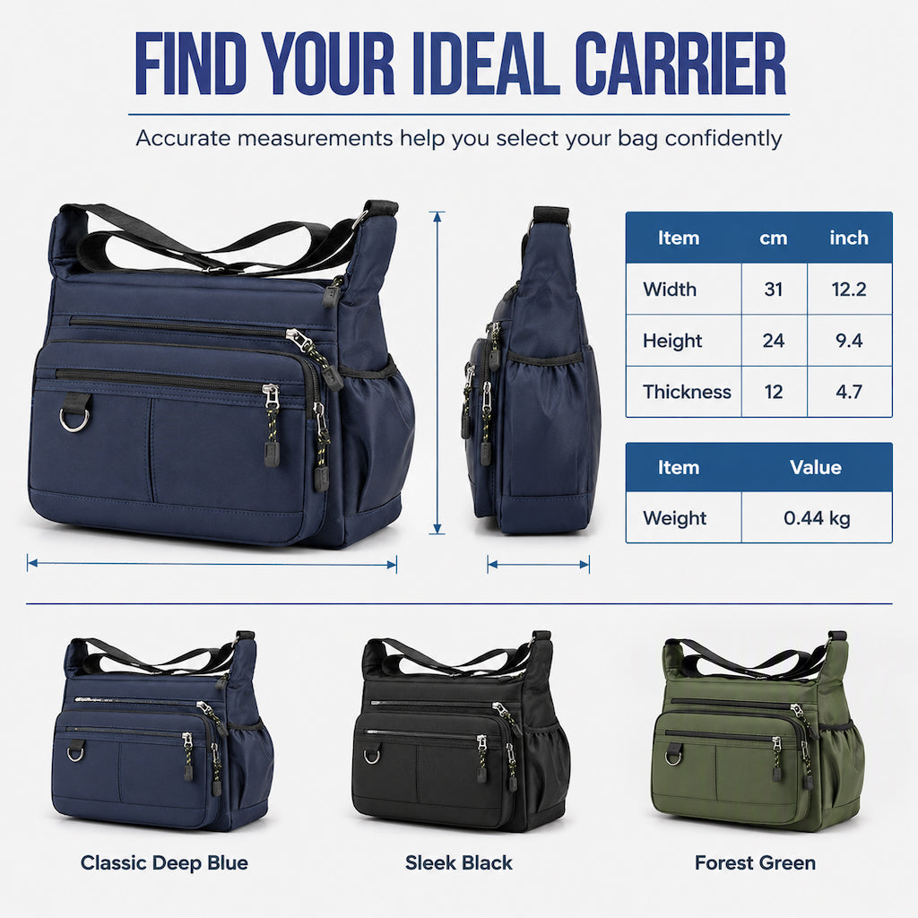 💼 Men's Large Capacity Crossbody Bag Durable Multi Pocket Business Casual Shoulder Bag