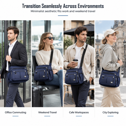 💼 Men's Large Capacity Crossbody Bag Durable Multi Pocket Business Casual Shoulder Bag