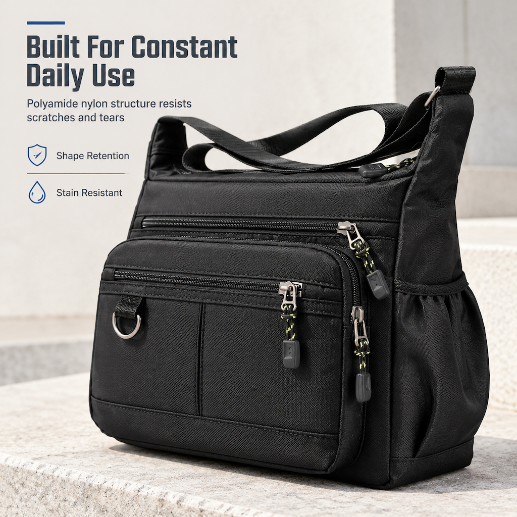 💼 Men's Large Capacity Crossbody Bag Durable Multi Pocket Business Casual Shoulder Bag