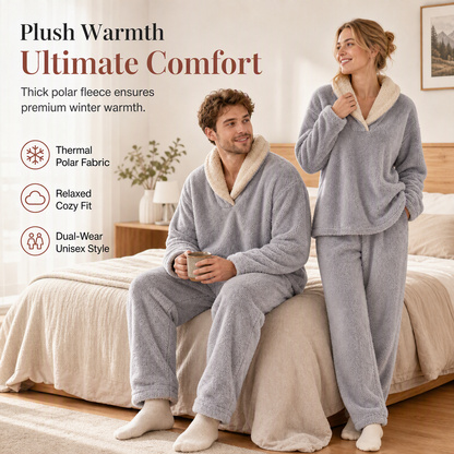 ✨ Men & Women's Sherpa Pajama Set: Thick, Double-Sided Plush & Cloud Soft ☁️