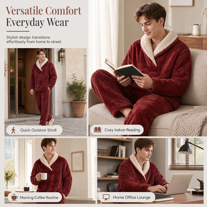 ✨ Men & Women's Sherpa Pajama Set: Thick, Double-Sided Plush & Cloud Soft ☁️