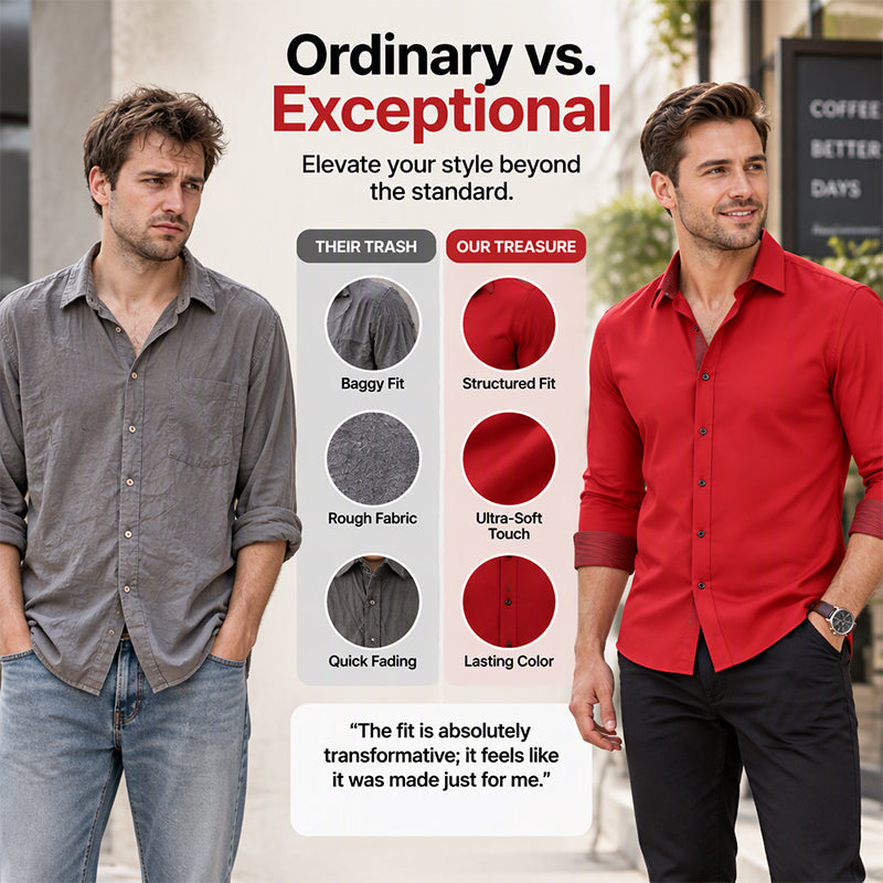 Men's Business Casual Contrast Long Sleeve Shirt