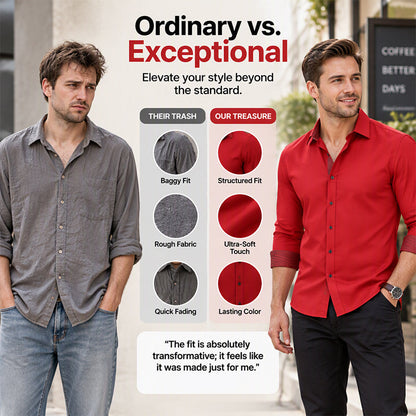 Men's Business Casual Contrast Long Sleeve Shirt