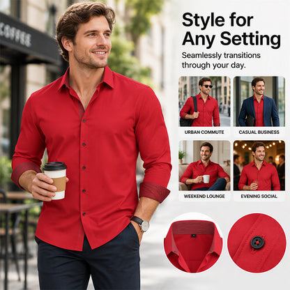 Men's Business Casual Contrast Long Sleeve Shirt
