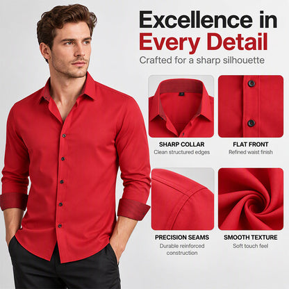 Men's Business Casual Contrast Long Sleeve Shirt