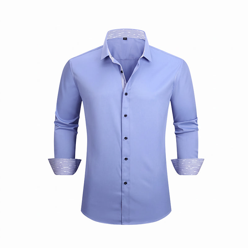Men's Business Casual Contrast Long Sleeve Shirt