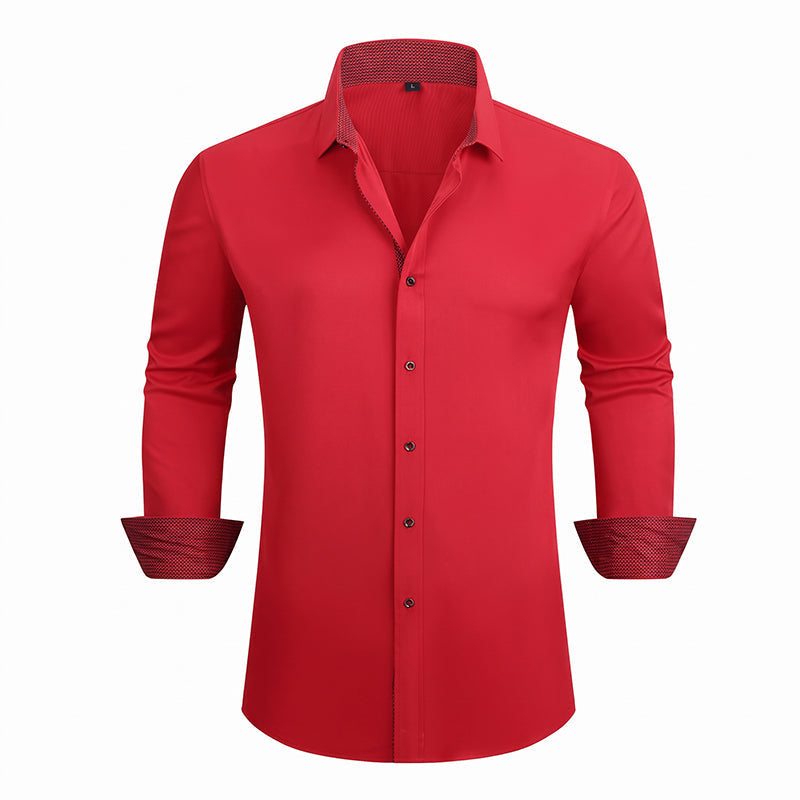 Men's Business Casual Contrast Long Sleeve Shirt