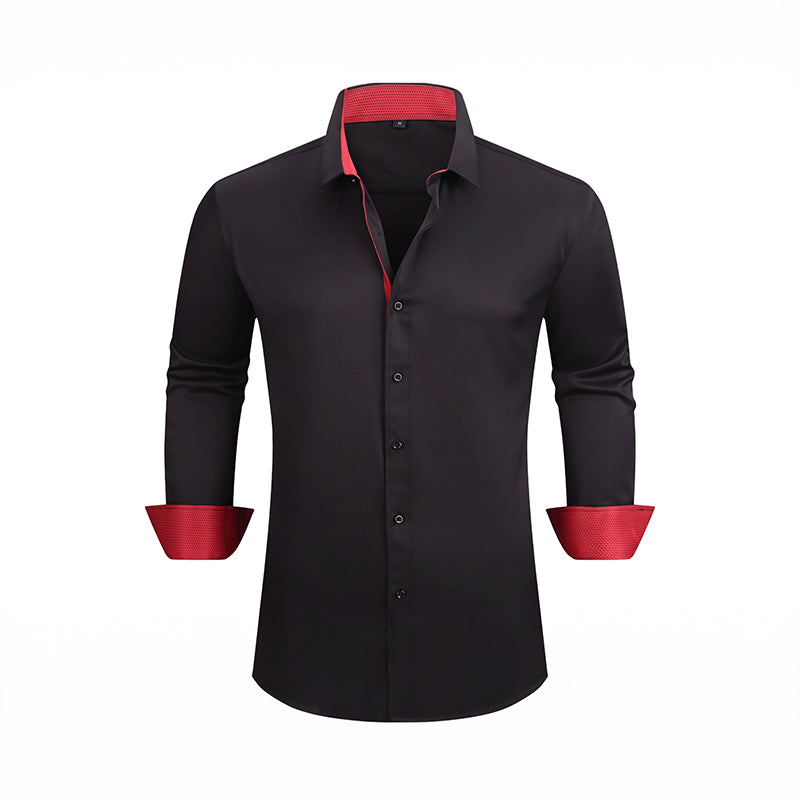 Men's Business Casual Contrast Long Sleeve Shirt
