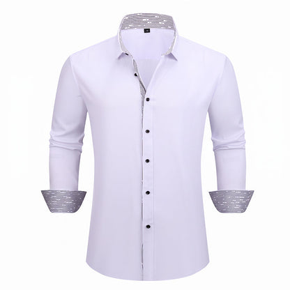 Men's Business Casual Contrast Long Sleeve Shirt