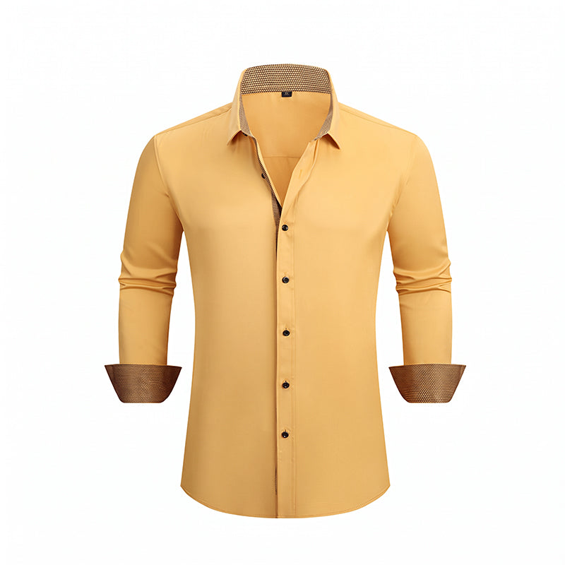 Men's Business Casual Contrast Long Sleeve Shirt