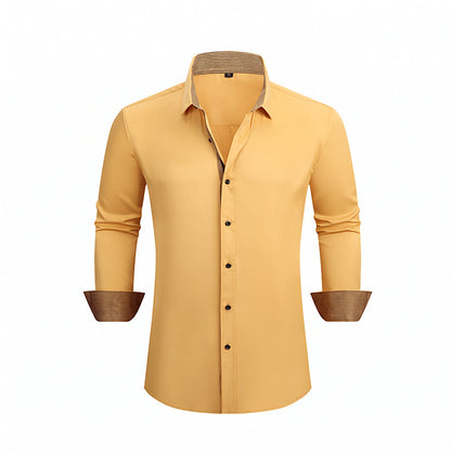 Men's Business Casual Contrast Long Sleeve Shirt