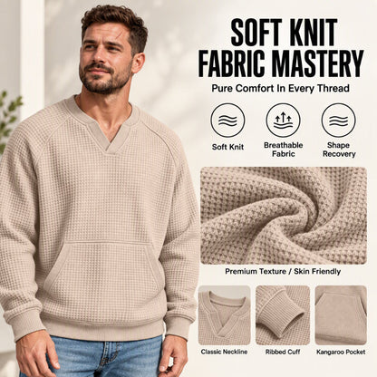 Men's Casual Waffle Knit Sweatshirt