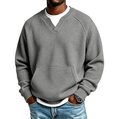 Men's Casual Waffle Knit Sweatshirt