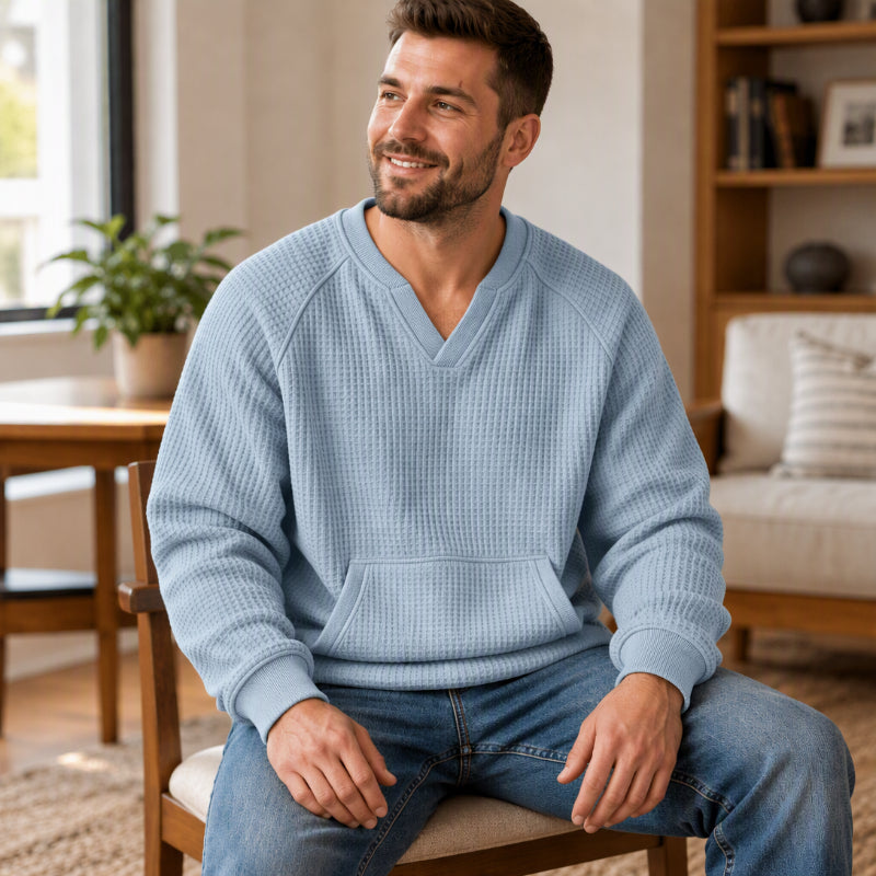 Men's Casual Waffle Knit Sweatshirt