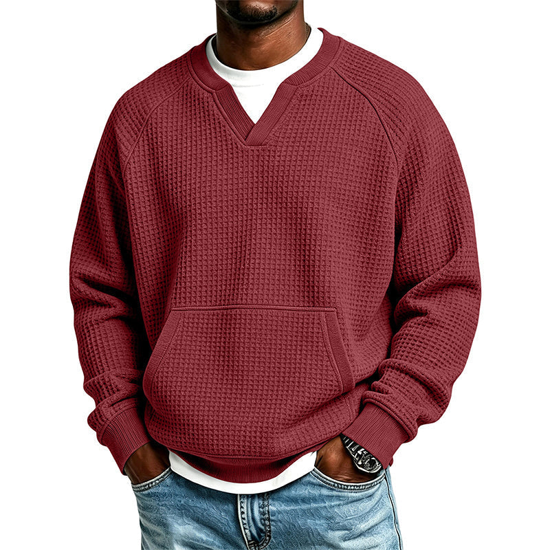 Men's Casual Waffle Knit Sweatshirt