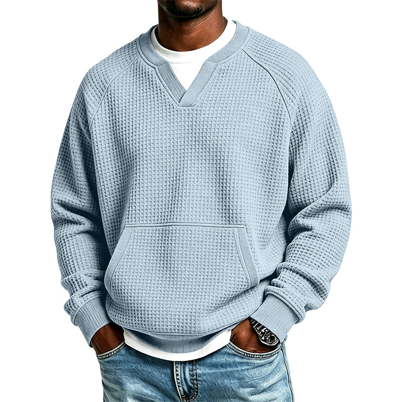 Men's Casual Waffle Knit Sweatshirt