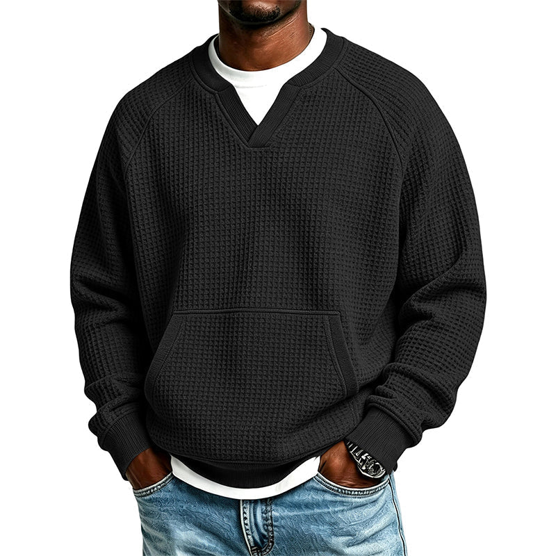 Men's Casual Waffle Knit Sweatshirt