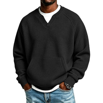Men's Casual Waffle Knit Sweatshirt