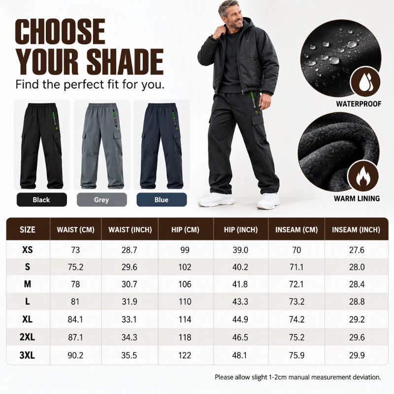 Men's Plush-Lined Waterproof Cargo Pants
