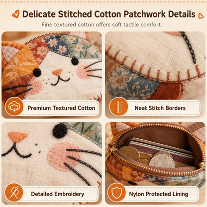 Cute Patchwork Cat Mini Coin Purse and Portable Card Holder Small Creative Pouch for Girls