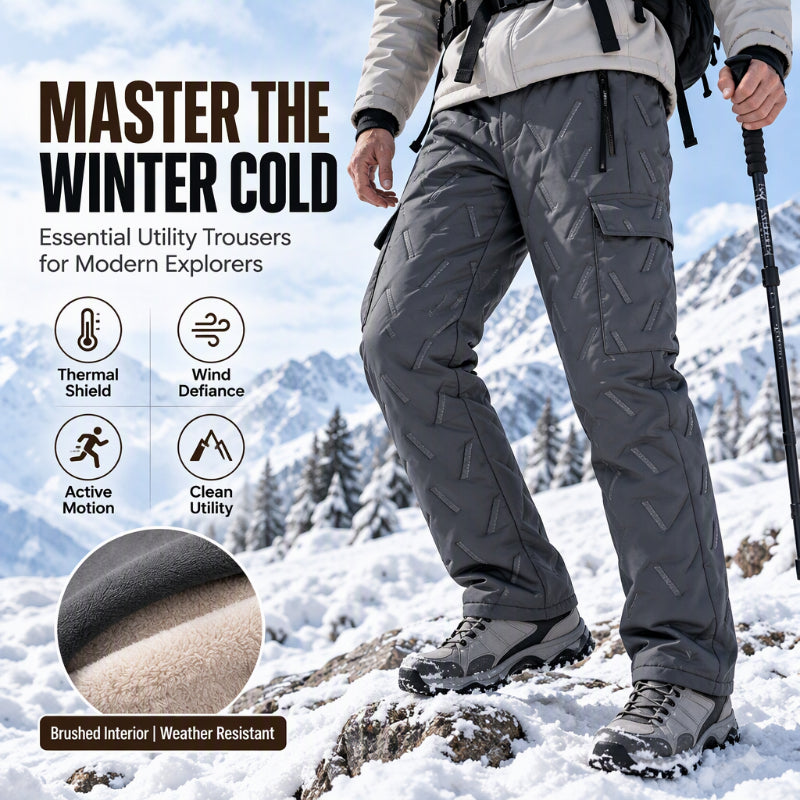 🏕️ Clean Cargo Look, Toasty Lined Comfort | Men's Winter Plush-Lined Cargo Pants