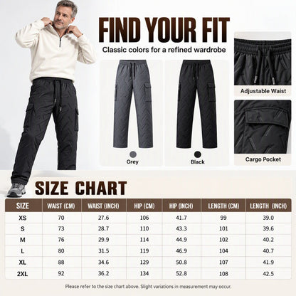 🏕️ Clean Cargo Look, Toasty Lined Comfort | Men's Winter Plush-Lined Cargo Pants
