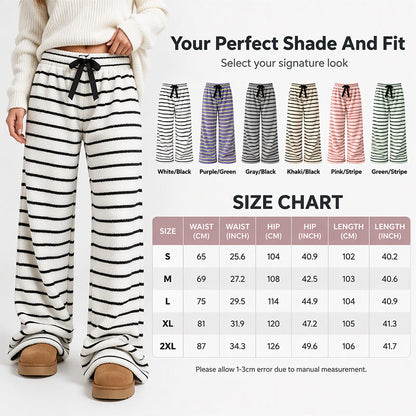 Women's Double-Sided Plush Striped Wide-Leg Pants