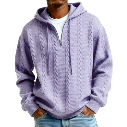 Men's Cable Knit Half-Zip Hooded Sweatshirt