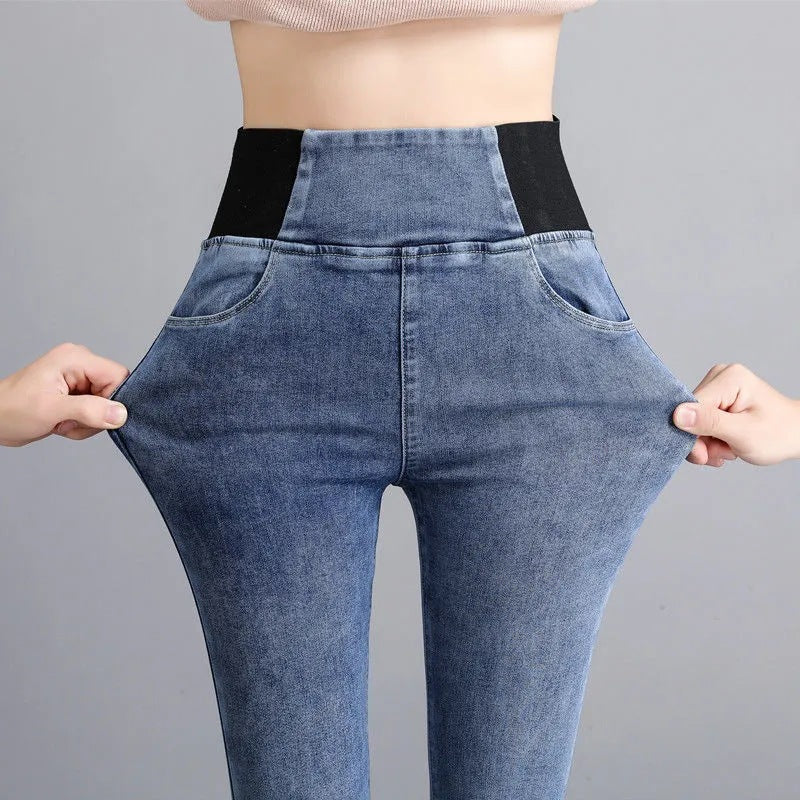 Women's Elastic High-Waisted Skinny Jeans