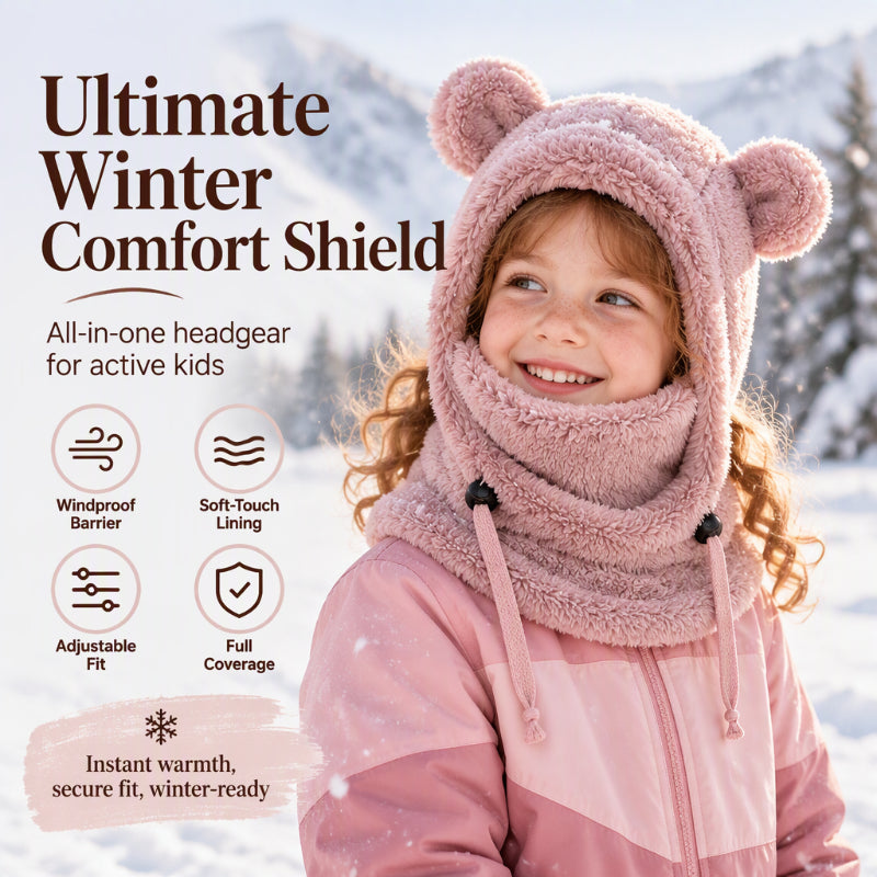 Children Cozy Warm Balaclava with Cute Bear Ears