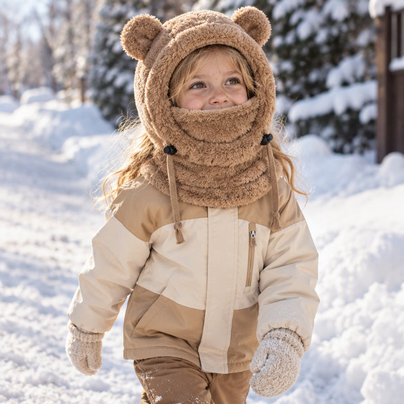 Children Cozy Warm Balaclava with Cute Bear Ears
