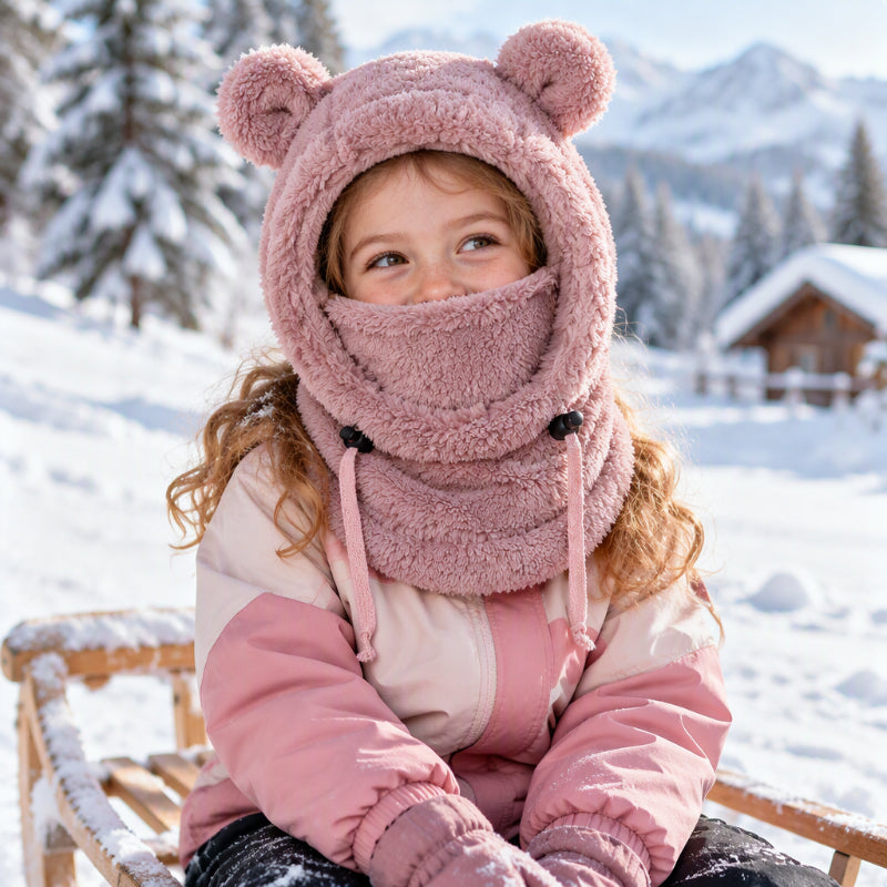 Children Cozy Warm Balaclava with Cute Bear Ears