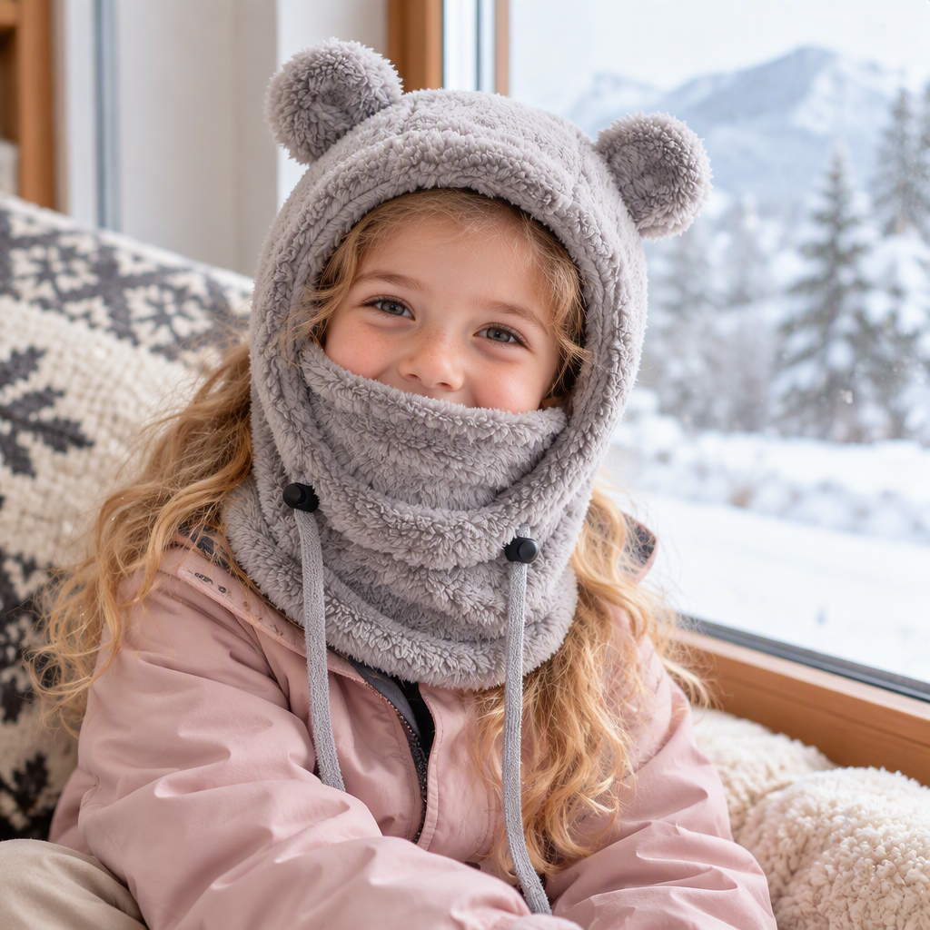 Children Cozy Warm Balaclava with Cute Bear Ears