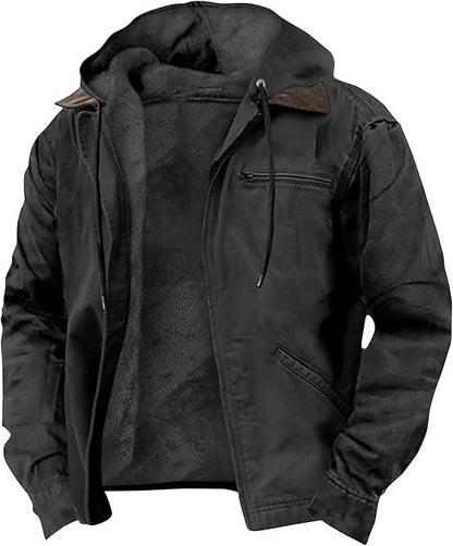 ⏳📢Men’s Plush-Lined Hooded Work Jacket