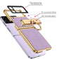 Electroplated Leather Magnetic Hinge Phone Case For Samsung Galaxy Z Flip4 Flip3 5G
